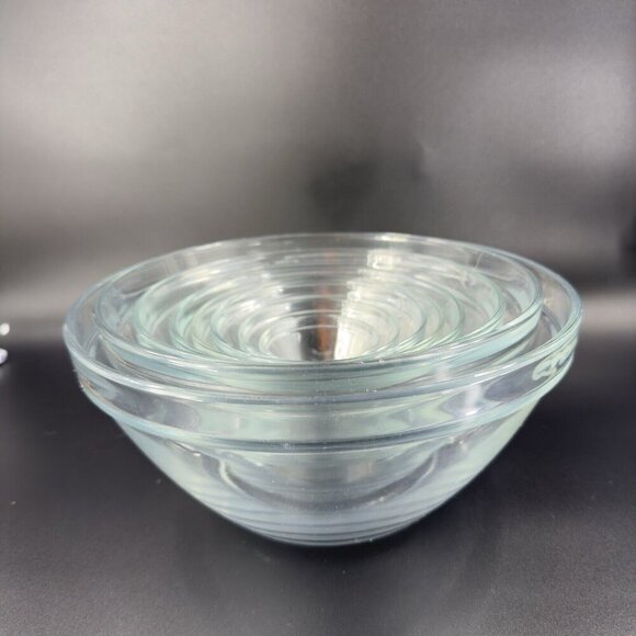 Bormioli Rocco Clear Round Nesting Bowls Set 8 Tempered Glass Bowls Dishes VTG - Picture 14 of 15